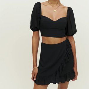 NWT Reformation Sinead Two Piece set black wrap skirt
